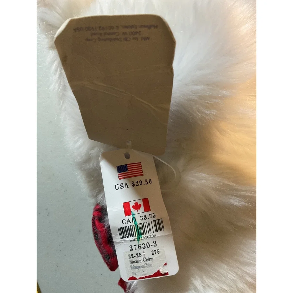 New Polar Bear Faux‎ Fur Hooded Scarf with Mittens Red Plaid Buffalo Check